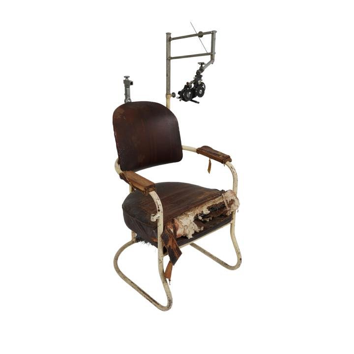 Period Metal Ophthalmology Chair (distressed)